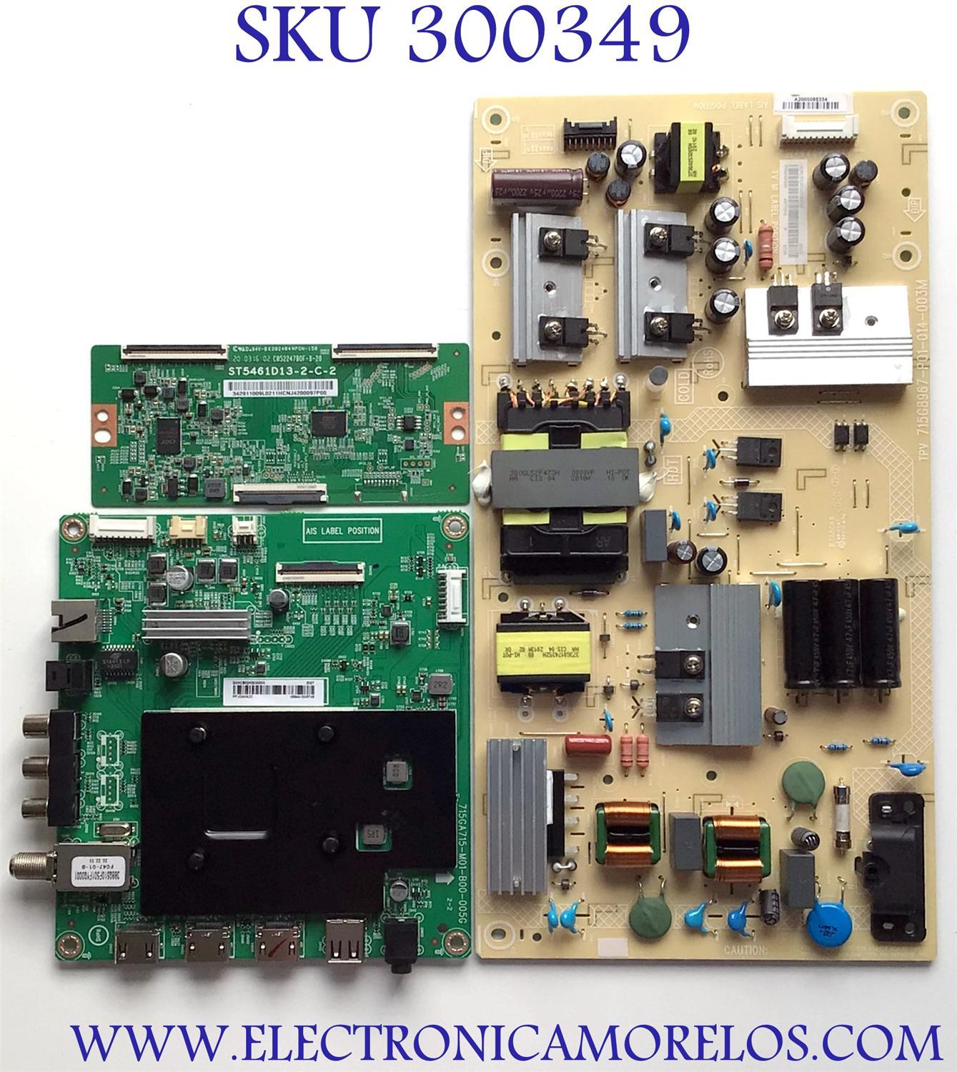 KIT DE TARJETAS PARA TV INSIGNIA / MAIN GXKCB02K003 / 715GA715-M01-B00-005G / M01-B00-005K / T-CON 342911009L / ST5461D13-2-C-2 / FUENTE PLTVJW321XXGE / 715G8967-P01-014-003M / PANEL TPT550U2-D132.L / DISPLAY ST5461D13-2 VER.2.2 / MODELO NS-55DF710NA21